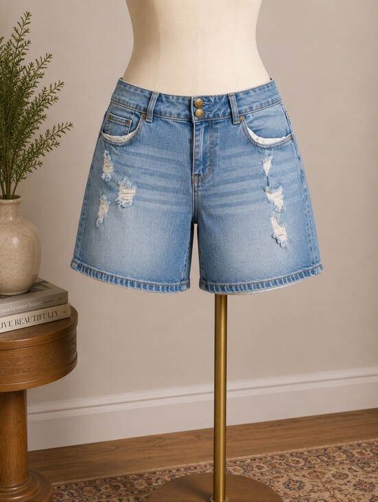 C Est. 1946 Pants - EST. 1946 Denim Distressed Bermuda Jean Shorts 16W